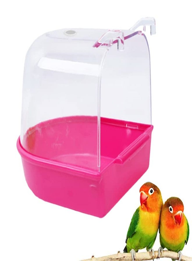 ويستيرن إرا صندوق استحمام للطيور من العصر الغربي، قفص استحمام للببغاوات، ملحق حوض استحمام بتصميم فريد ومبتكر للطيور الأليفة من نوع فينش، كناري، ببغاء، طائر الحب (وردي) - Image 1